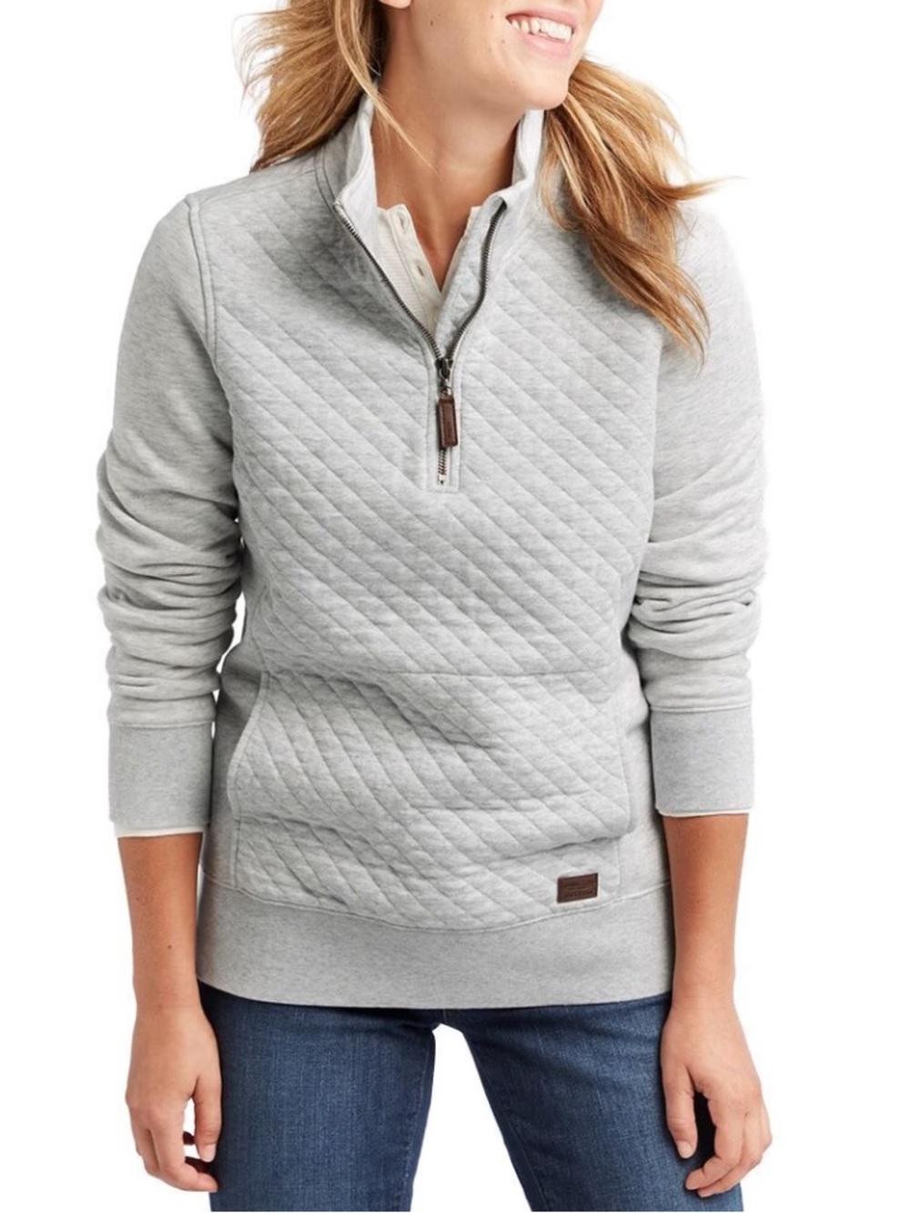 L.L. Bean Light Gray Quilted Zip-Up Sweater, size M
Great condition